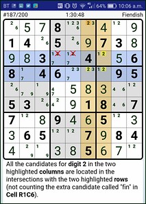 Sudoku X Wing example